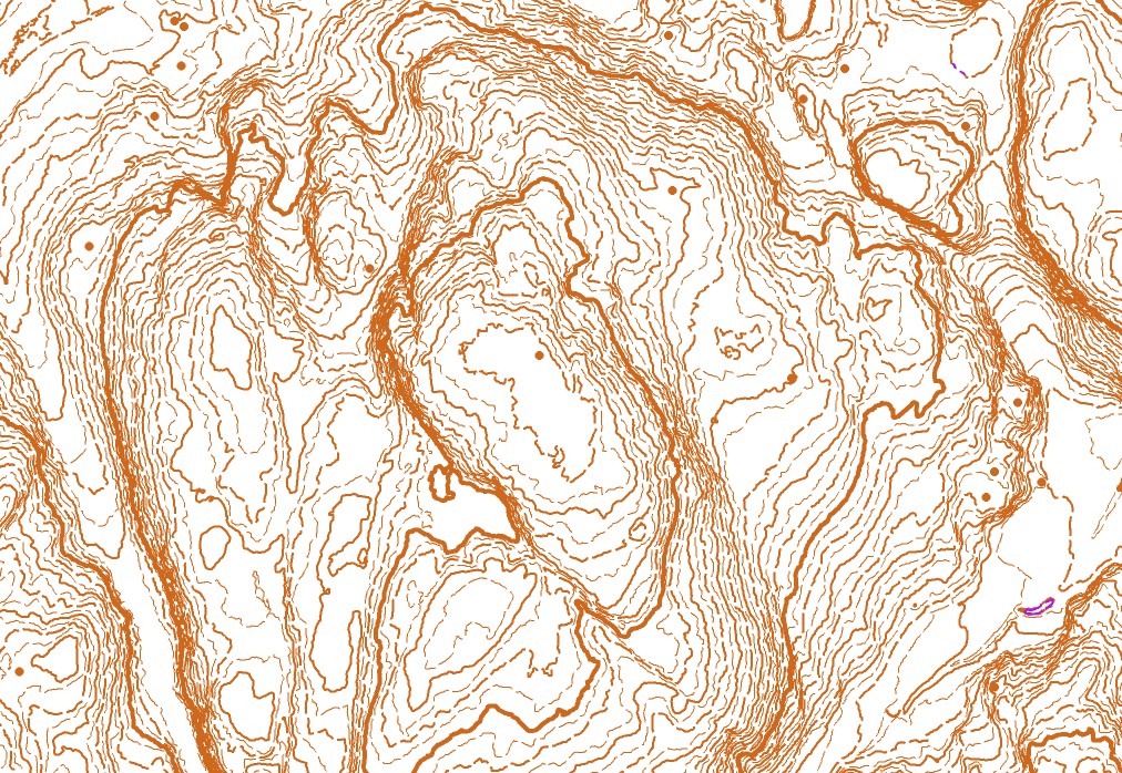 contours, dot knolls and depressions